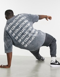 Черная выбеленная футболка в стиле oversized с логотипом спереди и сзади ASOS Dark Future-Черный цвет