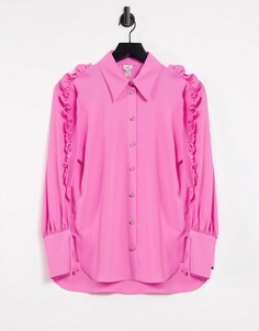 Розовая рубашка с оборкой River Island-Розовый цвет