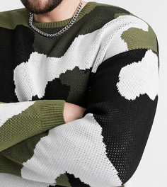 Вязаный джемпер камуфляжной расцветки ASOS DESIGN Plus-Зеленый цвет
