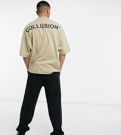 Светло-коричневая oversized-футболка с логотипом COLLUSION-Зеленый цвет