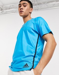 Голубая футболка adidas-Голубой