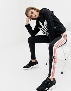 Черные леггинсы с тремя полосками и логотипом в винтажном стиле adidas Originals-Черный