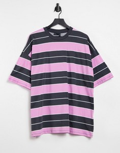 Oversized-футболка в пеструю полоску пастельных оттенков ASOS DESIGN-Розовый цвет