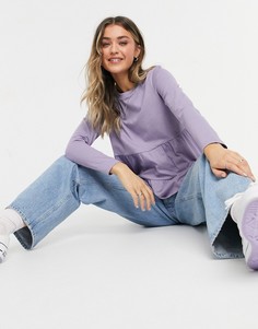Сиреневый выбеленный ярусный свободный лонгслив ASOS DESIGN