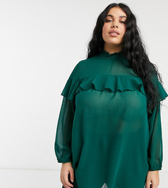 Зеленая блузка с оборками Simply Be-Зеленый цвет