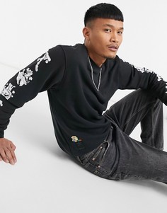Черные свитшот с принтом Гуфи на рукавах adidas Originals-Черный