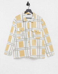 Бежевая рубашка в стиле oversized в клетку Lasula-Бежевый