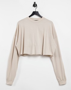 Oversized-лонгслив выбеленного телесного цвета свободного кроя ASOS DESIGN-Бежевый