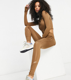 Леггинсы с контурными вставками в рубчик ASOS 4505 Tall-Светло-бежевый