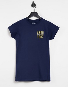 Темно-синяя футболка с логотипом Aeropostale 1987-Темно-синий