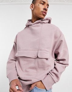 Розовый плотный oversized-худи с двумя карманами ASOS DESIGN-Розовый цвет