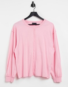 Oversized-лонгслив выбеленного розового цвета с декоративными швами ASOS DESIGN-Розовый цвет