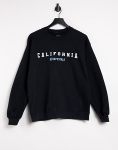Черный свитшот с логотипом Aeropostale California-Черный цвет