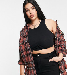 Эксклюзивная oversized-рубашка в клетку в коричневых тонах In The Style Plus-Многоцветный