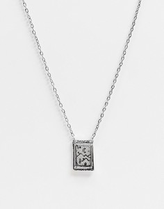 Серебристое ожерелье с прямоугольной подвеской и гравировкой в виде пейзажа Classics 77-Серебристый
