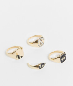 Золотистые блестящие кольца с логотипами ASOS DESIGN-Золотистый