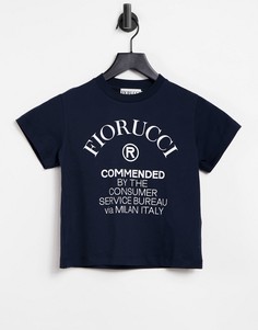 Темно-синяя укороченная футболка с логотипом Fiorucci Commended-Темно-синий