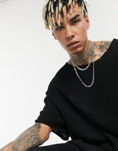 Черная трикотажная футболка в стиле oversized ASOS DESIGN-Черный цвет