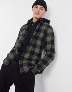 Рубашка в клетку цвета хаки с длинными рукавами River Island-Зеленый цвет