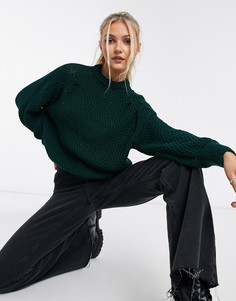 Темно-зеленый джемпер с круглым вырезом и декоративным швом ASOS DESIGN-Зеленый цвет