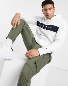 Белый худи с полоской с логотипом на груди Tommy Hilfiger