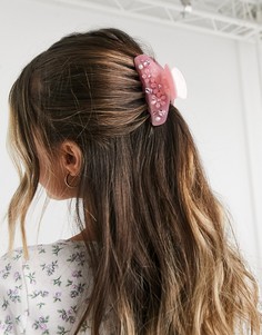 Розовая заколка для волос с декоративной отделкой ASOS DESIGN-Розовый цвет