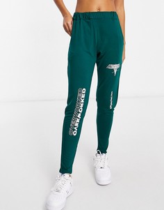 Зеленые брюки для дома с надписью "Оverworked" Adolescent Clothing-Зеленый цвет