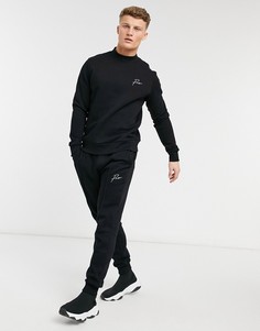 Черные джоггеры от комплекта с логотипом и манжетами Jack & Jones Premium-Черный цвет