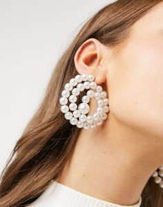 Серьги со скульптурным жемчужным дизайном ASOS DESIGN-Многоцветный