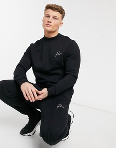 Черный свитшот от комплекта с высоким воротником и логотипом на груди Jack & Jones Premium-Черный цвет
