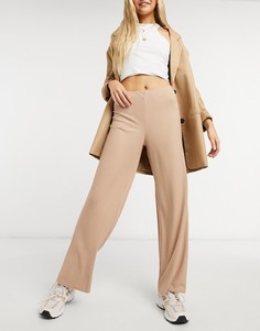 Бежевые широкие брюки в рубчик New Look-Светло-коричневый