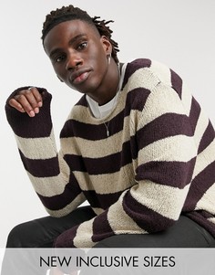 Вязаный oversized-джемпер из фактурной пряжи в полоску ASOS DESIGN-Многоцветный