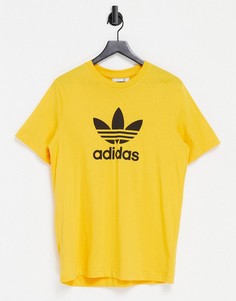 Желтая футболка с логотипом-трилистником adidas Originals-Желтый