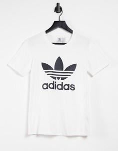 Белая футболка с логотипом-трилистником adidas Originals-Белый