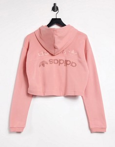 Короткий розовый худи adidas Originals-Розовый цвет