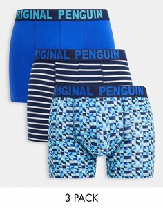 Набор из трех боксеров-брифов синего и бирюзового цвета со сплошным принтом Original Penguin-Многоцветный
