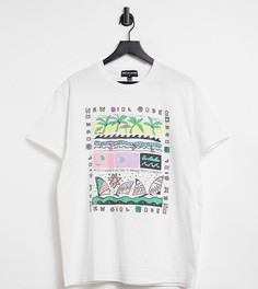 Белая oversized-футболка с пляжным принтом в стиле ретро New Girl Order-Белый