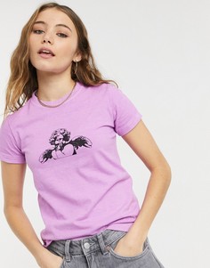 Фиолетовая футболка с принтом ангела Topshop-Фиолетовый