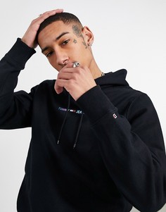 Худи черного цвета с блестящим логотипом на груди Tommy Jeans-Черный цвет