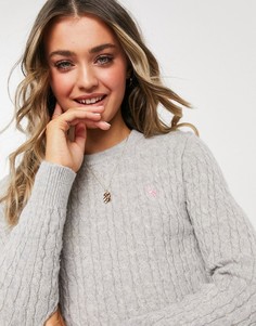 Серый джемпер с узором «косичка» Jack Wills Icon