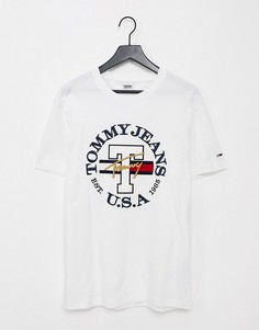 Белая футболка с круглым логотипом Tommy Jeans Timeless-Белый