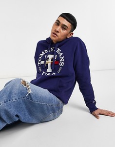 Худи темно-синего цвета с круглым логотипом Tommy Jeans Timeless-Темно-синий