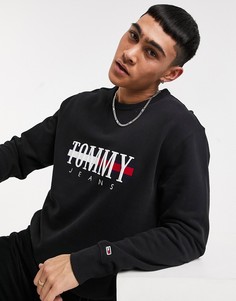 Черный свитшот с большим логотипом в виде флага Tommy Jeans timeless-Черный цвет