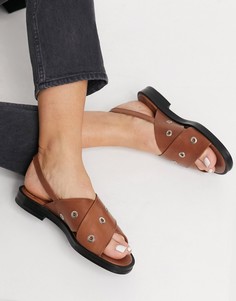 Светло-коричневые сандалии с металлической фурнитурой и открытой пяткой All Saints Kiona-Светло-коричневый