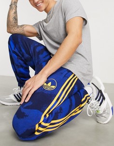 Синие джоггеры с зебровым принтом adidas Originals-Темно-синий