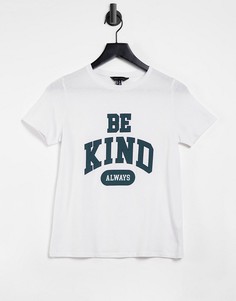 Белая футболка в университетском стиле с принтом "Be kind" New Look-Белый