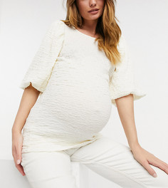 Белая футболка с расклешенными рукавами Mamalicious Maternity-Белый Mama.Licious