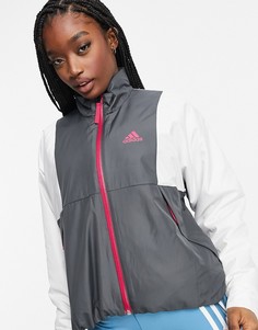 Серая легкая куртка adidas-Серый