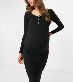 Черное платье с пуговицами спереди Missguided Maternity-Черный цвет