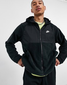 Черный флисовый худи на молнии Nike Winter-Черный цвет